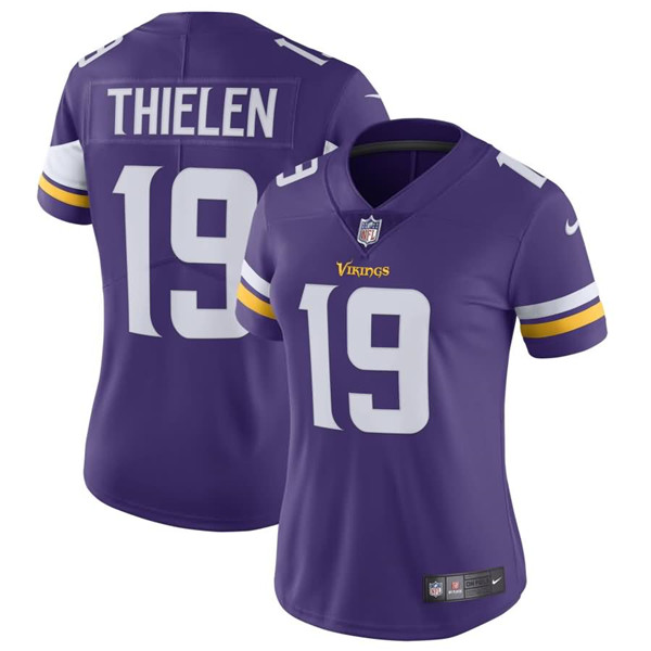 Women's Minnesota Vikings #19 Adam Thielen Purple Vapor Untouchable Limited Stitched NFL Jersey(Run Small)